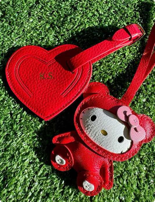 Genuine Leather Kitty Bear Bag Charm