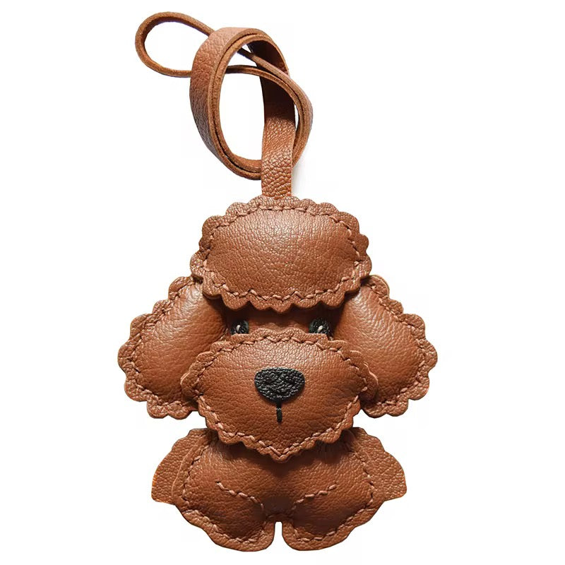 Poodle Dog Genuine Leather Bag Charm